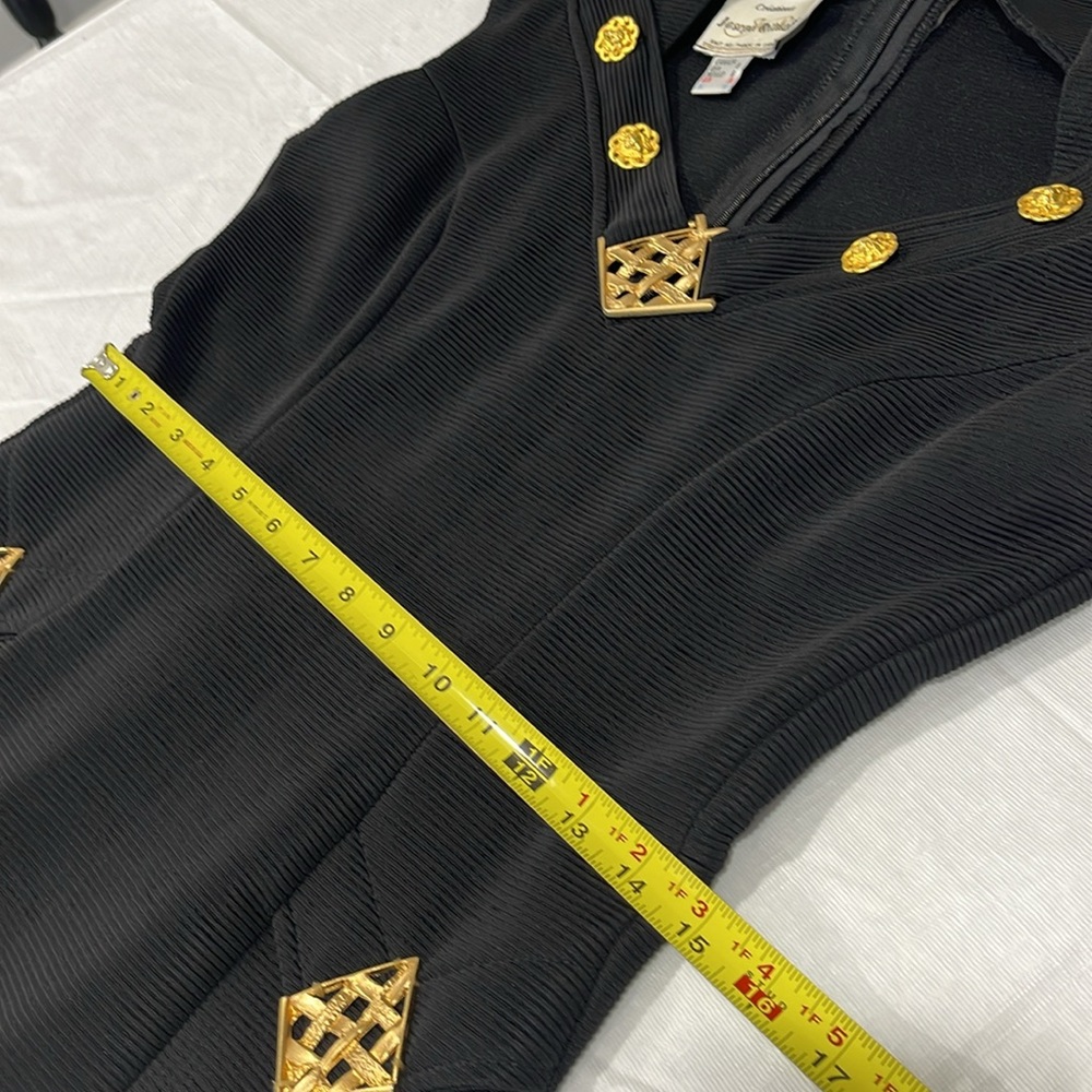 Vintage Joseph Ribkoff women size 8 dress black cocktail sleeveless gold decor - Picture 13 of 16